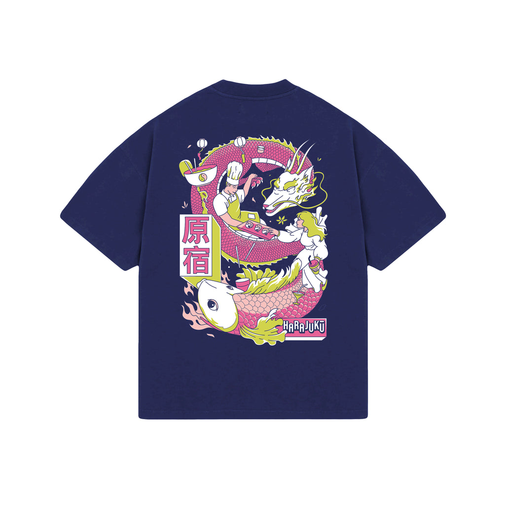 Navy Chef Print Oversized T-Shirt